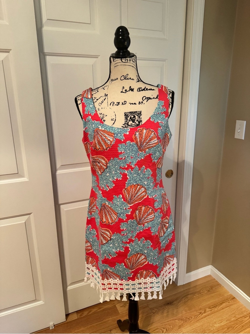 Lilly Pulitzer Pink and Blue Coastal print Sleeveless Dress